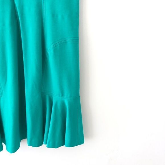 Katherine Barclay Sheath Dress With Ruffle Hem In Teal Green - Picture 5 of 9